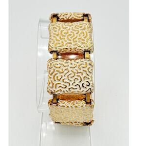 Vintage Signed Lucien Piccard Gold‑Plated Textured Link Bracelet